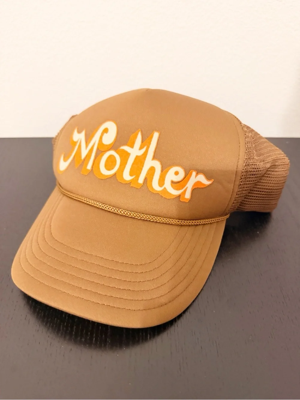 MOTHER The 10-4 Strokes Trucker Hat Anthropologie Brown Dug Out *